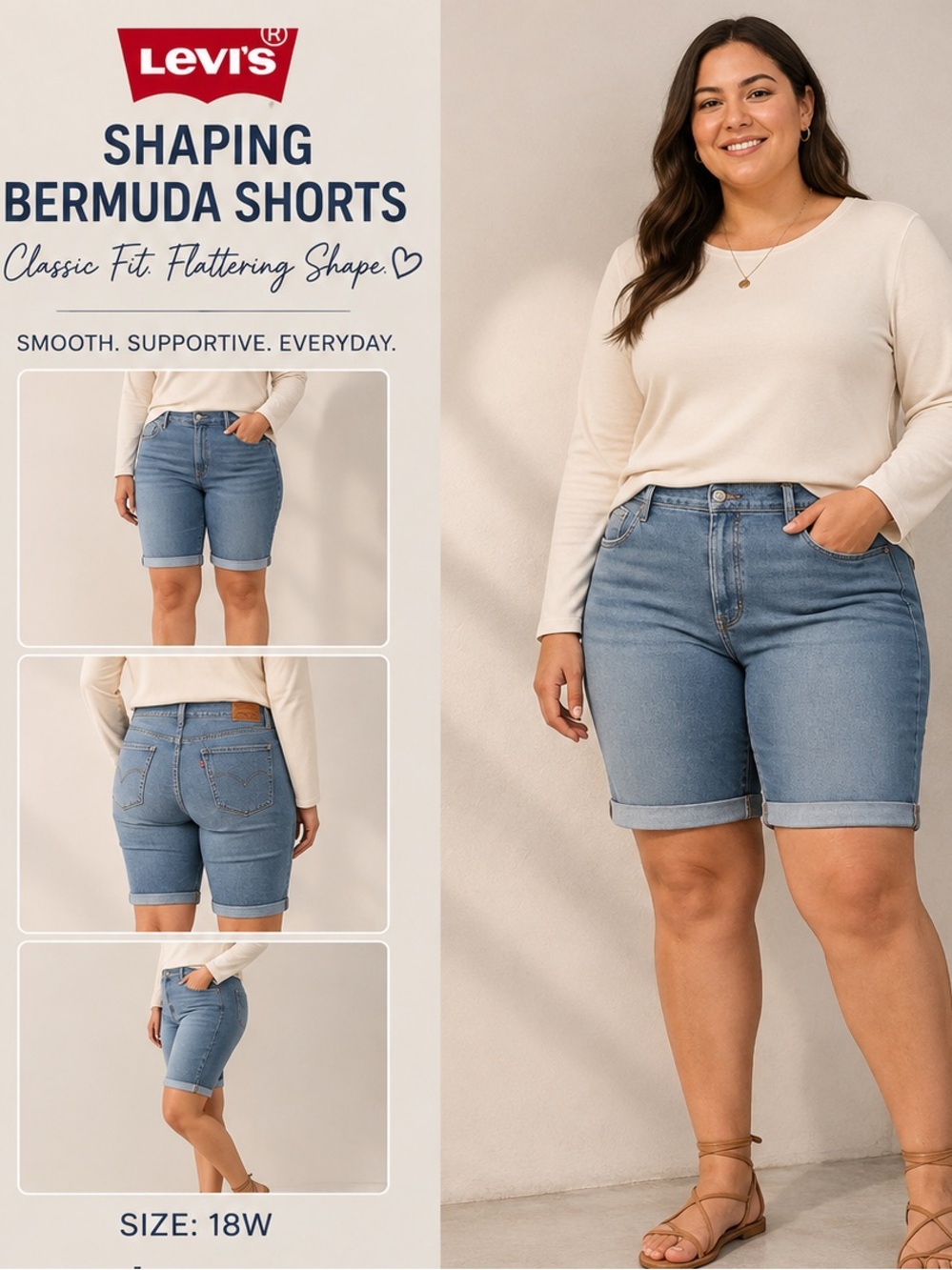 Levi's Light Blue Denim Shaping Bermuda Shorts